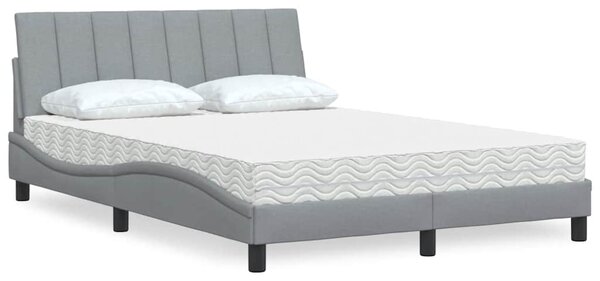 Krevet s madracem Hanko svjetlosivi 120 x 200 cm od tkanine - Siva / 120 x 200 cm