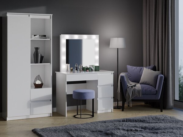Toaletni stolić Micras 2 (bijela) (D) (s ogledalom) (s LED rasvjetom)