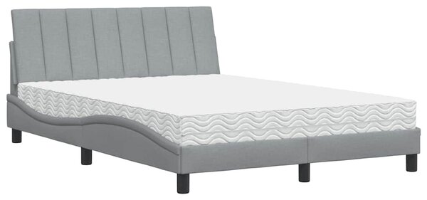 Krevet s madracem Hanko svjetlosivi 120 x 200 cm od tkanine - Siva / 120 x 200 cm