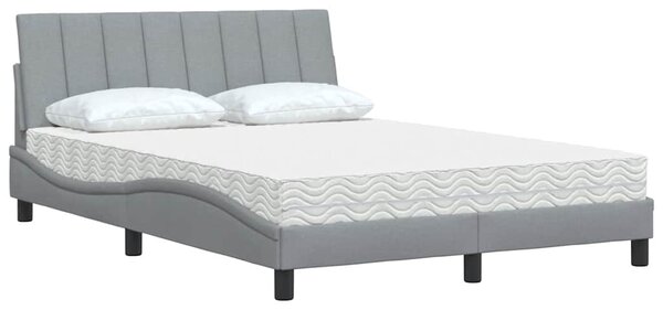 Krevet s madracem Hanko svjetlosivi 120 x 200 cm od tkanine - Siva / 120 x 200 cm