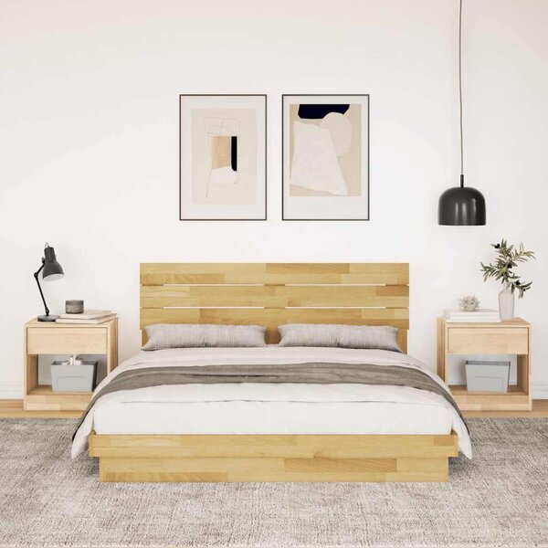 Okvir kreveta uzglavljem bez madraca 150x200 cm puno drvo hrast - Smeđa / 150 x 200 cm