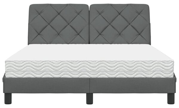 Krevet s madracem tamnosivi 120 x 200 cm od tkanine - Siva / 120 x 200 cm