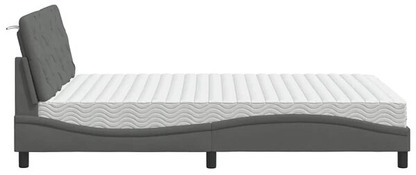 Krevet s madracem tamnosivi 120 x 200 cm od tkanine - Siva / 120 x 200 cm