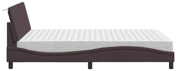 Krevet s madracem Hanko tamnosmeđi 120 x 200 cm od tkanine - Smeđa / 120 x 200 cm