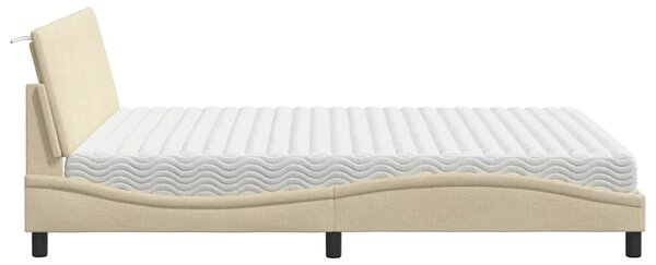 Krevet s madracem Hanko krem 160x200 cm od tkanine - Krema / 160 x 200 cm