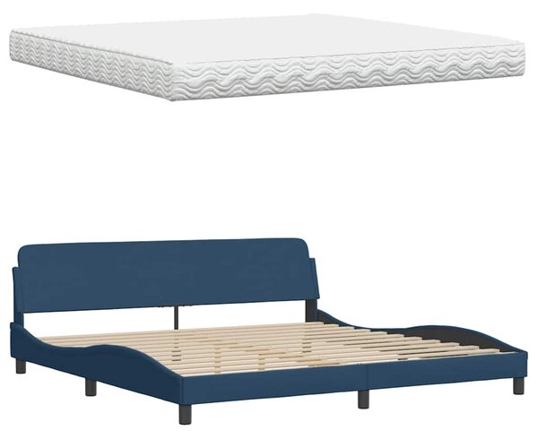 Krevet s madracem plavi 200 x 200 cm od tkanine - Plava / 200 x 200 cm