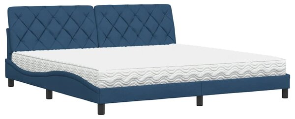 Krevet s madracem plavi 200 x 200 cm od tkanine - Plava / 200 x 200 cm