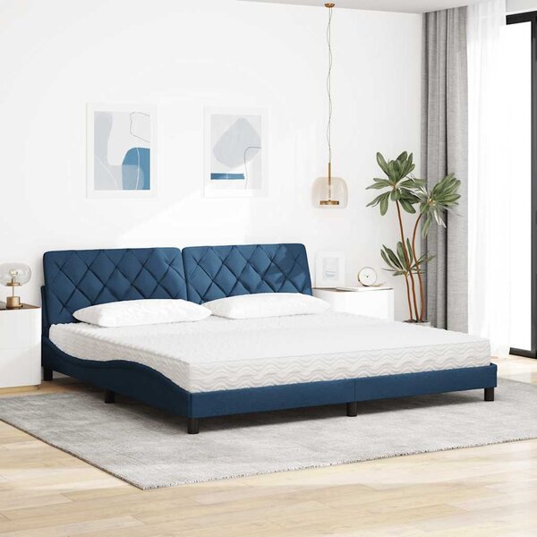 Krevet s madracem plavi 200 x 200 cm od tkanine - Plava / 200 x 200 cm