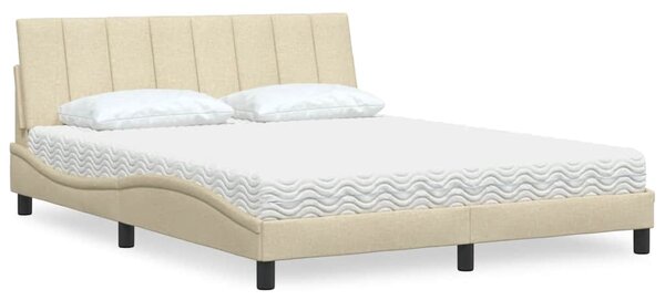 Krevet s madracem Hanko krem 160x200 cm od tkanine - Krema / 160 x 200 cm