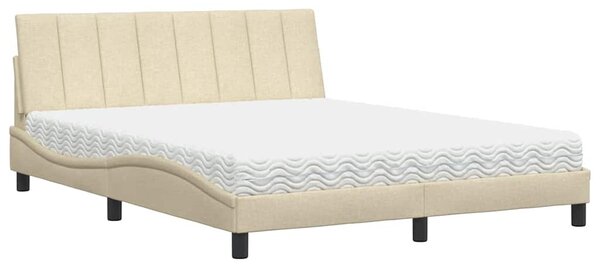 Krevet s madracem Hanko krem 160x200 cm od tkanine - Krema / 160 x 200 cm