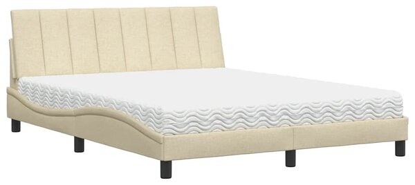 Krevet s madracem Hanko krem 160x200 cm od tkanine - Krema / 160 x 200 cm