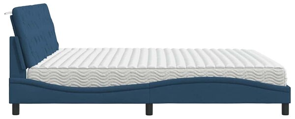 Krevet s madracem plavi 200 x 200 cm od tkanine - Plava / 200 x 200 cm