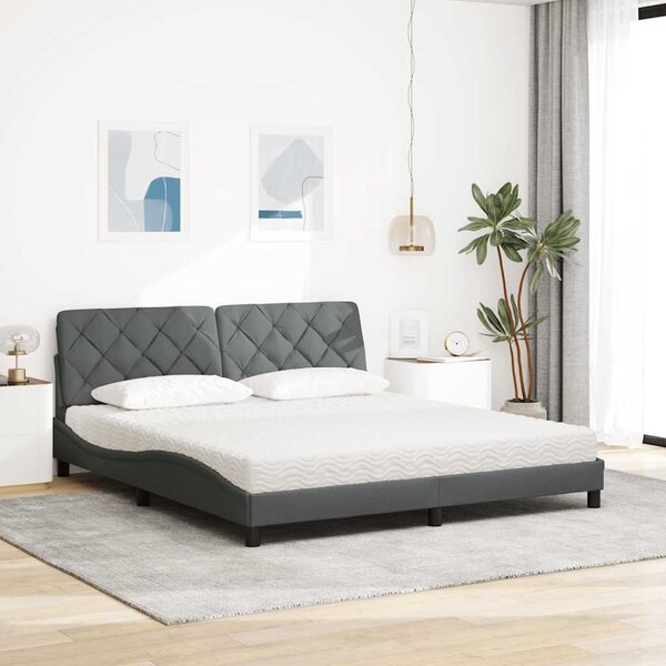 Krevet s madrac svjetlosivi 180x200cm tkanina - Siva / 180 x 200 cm