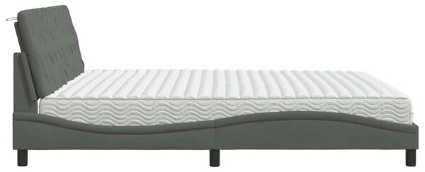 Krevet s madracem tamnosivi 200 x 200 cm od tkanine - Siva / 200 x 200 cm