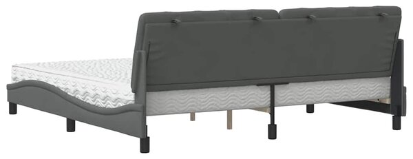 Krevet s madracem tamnosivi 200 x 200 cm od tkanine - Siva / 200 x 200 cm