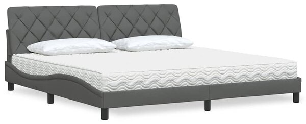 Krevet s madracem tamnosivi 200 x 200 cm od tkanine - Siva / 200 x 200 cm