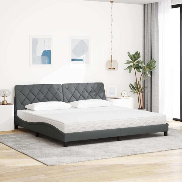 Krevet s madracem tamnosivi 200 x 200 cm od tkanine - Siva / 200 x 200 cm