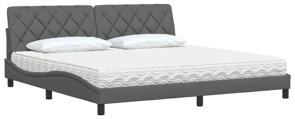 Krevet s madracem tamnosivi 200 x 200 cm od tkanine - Siva / 200 x 200 cm