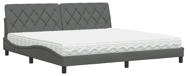 Krevet s madracem tamnosivi 200 x 200 cm od tkanine - Siva / 200 x 200 cm