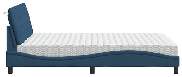 Krevet s madracem plavi 140 x 190 cm od tkanine - Plava / 140 x 190 cm