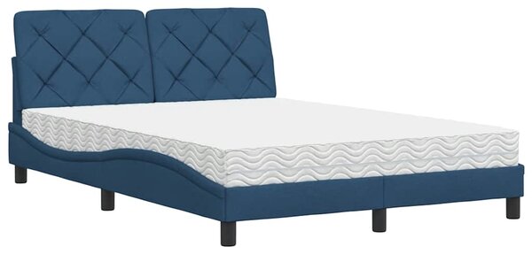 Krevet s madracem plavi 140 x 190 cm od tkanine - Plava / 140 x 190 cm