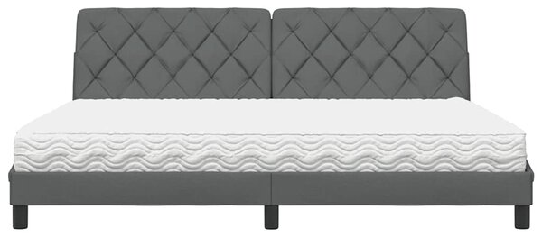 Krevet s madracem tamnosivi 200 x 200 cm od tkanine - Siva / 200 x 200 cm