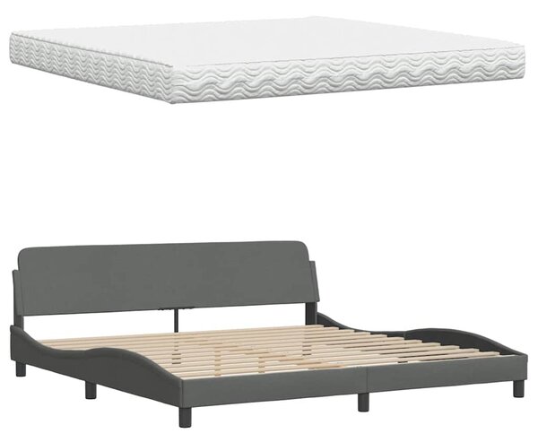 Krevet s madracem tamnosivi 200 x 200 cm od tkanine - Siva / 200 x 200 cm