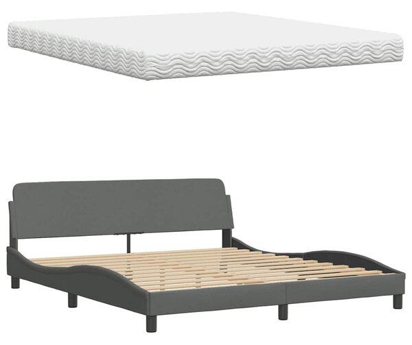 Krevet s madrac svjetlosivi 180x200cm tkanina - Siva / 180 x 200 cm