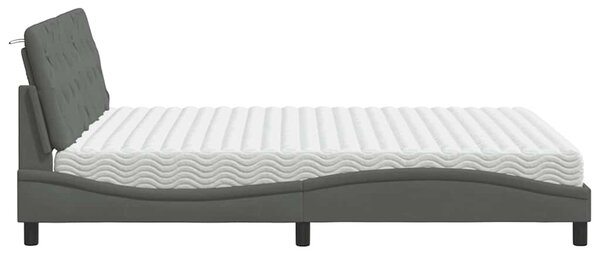 Krevet s madrac svjetlosivi 160x200cm tkanina - Siva / 160 x 200 cm