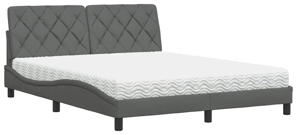 Krevet s madrac svjetlosivi 160x200cm tkanina - Siva / 160 x 200 cm