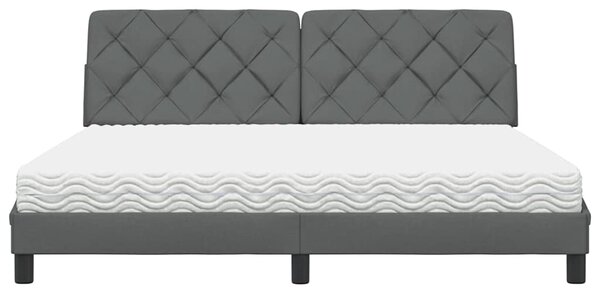 Krevet s madrac svjetlosivi 180x200cm tkanina - Siva / 180 x 200 cm