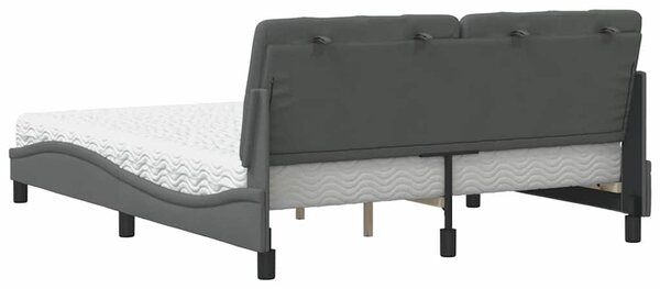 Krevet s madrac svjetlosivi 160x200cm tkanina - Siva / 160 x 200 cm