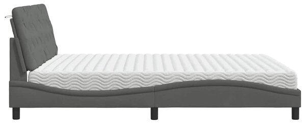 Krevet s madrac svjetlosivi 180x200cm tkanina - Siva / 180 x 200 cm