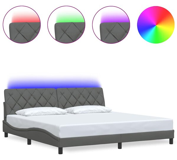 Okvir kreveta s LED-om bez madraca 200x200 cm od tkanine - Siva / 200 x 200 cm