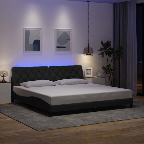 Okvir kreveta s LED-om bez madraca 200x200 cm od tkanine - Siva / 200 x 200 cm