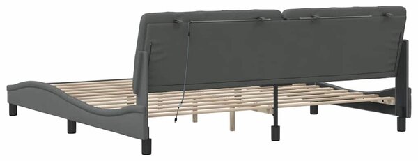 Okvir kreveta s LED-om bez madraca 200x200 cm od tkanine - Siva / 200 x 200 cm