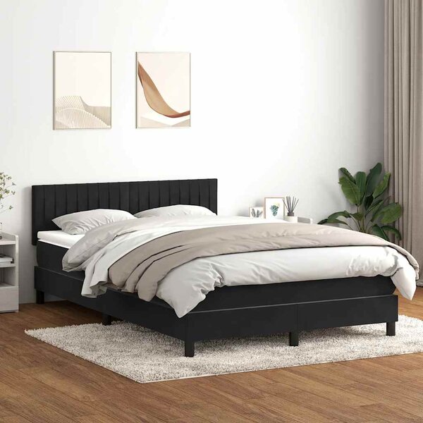 Box spring krevet s madracem crni 160x210 cm baršunasti - Crna / 160 x 210 cm
