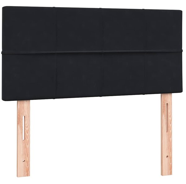 Box spring krevet s madracem crni 90x210 cm baršunasti - Crna / 90 x 210 cm