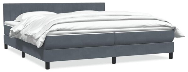 Krevet s oprugama i madracem tamnosivi 180x210 cm baršunasti - Siva / 180 x 210 cm