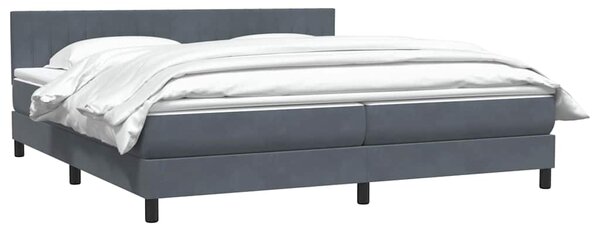 Krevet s oprugama i madracem tamnosivi 180x210 cm baršunasti - Siva / 180 x 210 cm