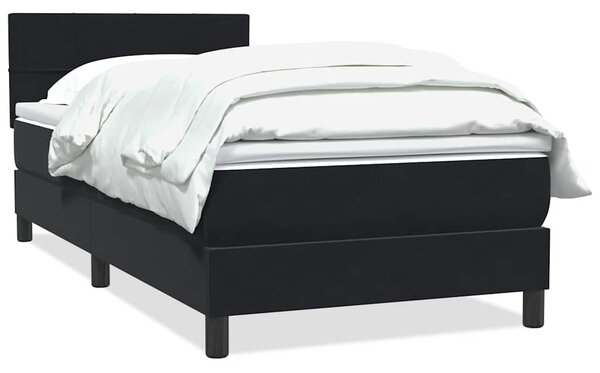 Box spring krevet s madracem crni 90x210 cm baršunasti - Crna / 90 x 210 cm