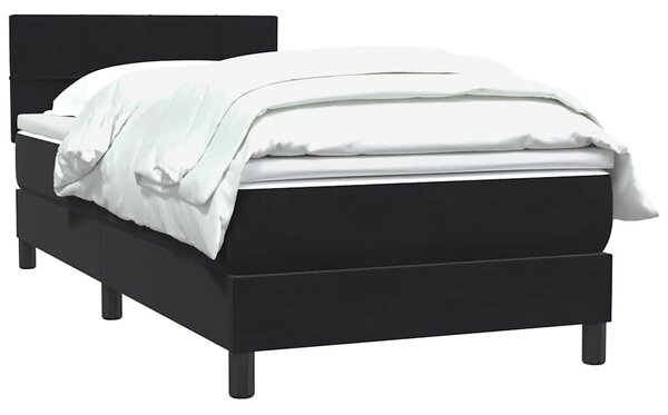Box spring krevet s madracem crni 90x210 cm baršunasti - Crna / 90 x 210 cm