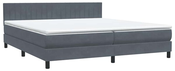 Krevet s oprugama i madracem tamnosivi 180x210 cm baršunasti - Siva / 180 x 210 cm