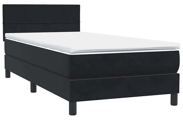 Box spring krevet s madracem crni 90x210 cm baršunasti - Crna / 90 x 210 cm