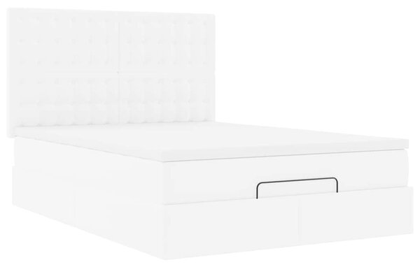Otomanski krevet s madracima i LED 140x190cm umjetna koža - Bijela / 140 x 190 cm