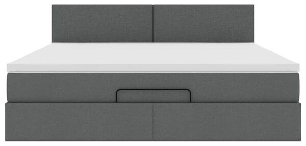 Otomanski krevet s madracem i LED tamnosivi 180x200cm tkanine - Siva / 180 x 200 cm