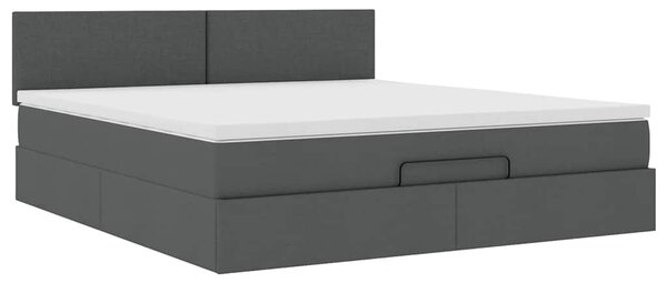 Otomanski krevet s madracem i LED tamnosivi 180x200cm tkanine - Siva / 180 x 200 cm