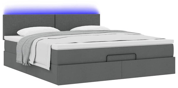 Otomanski krevet s madracem i LED tamnosivi 180x200cm tkanine - Siva / 180 x 200 cm
