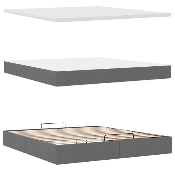 Otomanski krevet s madracem i LED tamnosivi 180x200cm tkanine - Siva / 180 x 200 cm