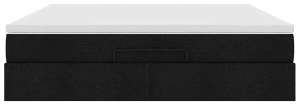 Otomanski krevet s madracem crni 160x200cm od tkanine - Crna / 160 x 200 cm